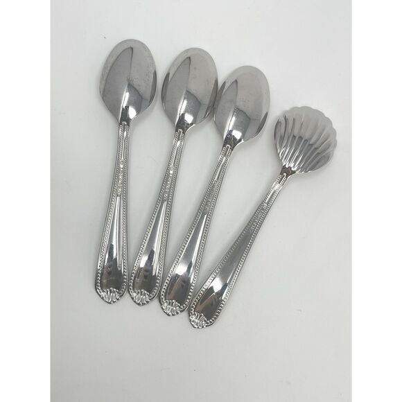 Lenox BEAD Stainless 18/10 Glossy 3 Teaspoons 6.5” Sugar Spoon 6.25” Replacement - Picture 6 of 7